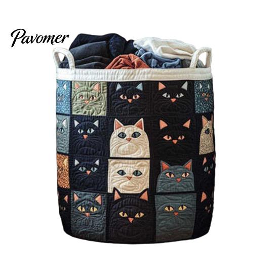 Cozy Laundry Hamper Quilted Basket, Thick Durable Fabric Storage Hamper, with Lightweight Basket Reinforced Handles, Clothes Toys Organizer