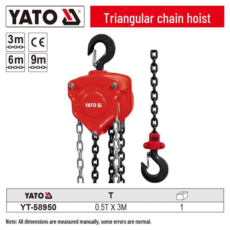 Yiertuo Manual Chain Lever Hoist, 1.5-9 Ton Capacity, 3-9 Meter Lift