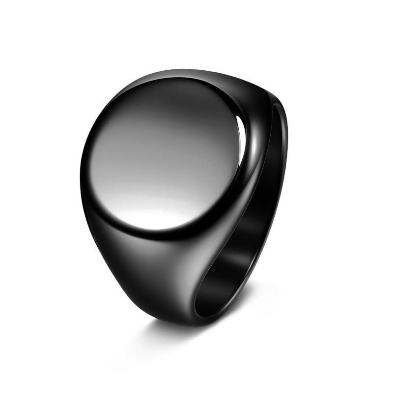 2025 trendy men's titanium steel ring - round cast oversized finger ring - signet ring