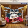 Custom Rock Birthday Background, Drum Set Happy Birthday Banner for Boys Music Themed Birthday Parties