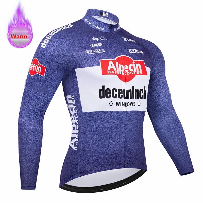 Alpecin Pro Team-Thermal Fleece Cycling Clothing Set for Men, Road, Mountain Bike, Bicycle Clothes, MTB Maillot, Winter, New