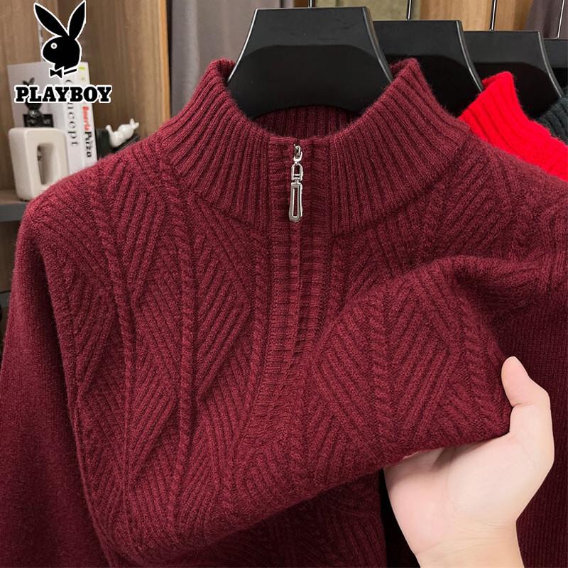 Playboy Men s Winter Half-High Collar Thick Knit Sweater M