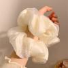 Light Gauze Under the Moon ~ White Mesh Pearl Large Intestine Hair Ring for Women Korean Style High-end Summer Lazy Style Hair Rope Hair Accessory