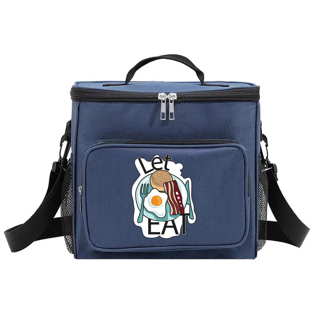 Shoulder Lunch Bag Insulated Bags Thermal Organizer Handbag Portable Waterproof Cooler Box for Men and Women Food Pattern