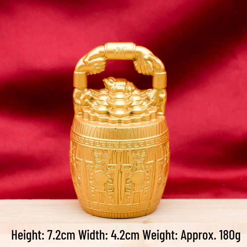 Golden Kylin Treasure Coins: Deluxe Gold Ingots & Bucket Desktop Ornament - Perfect for Gift Giving & Shop Openings