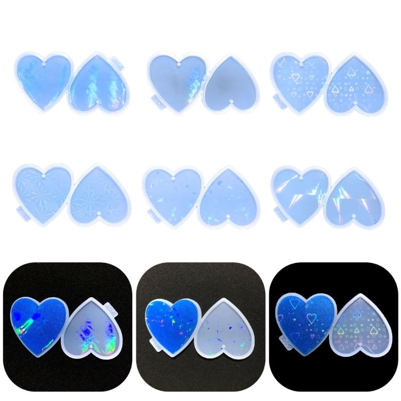 Shiny Light and Shadow Ornaments Silicone Epoxy Keychain Mold DIY Earrings Pendant Jewelry for Valentine Gift Crafts