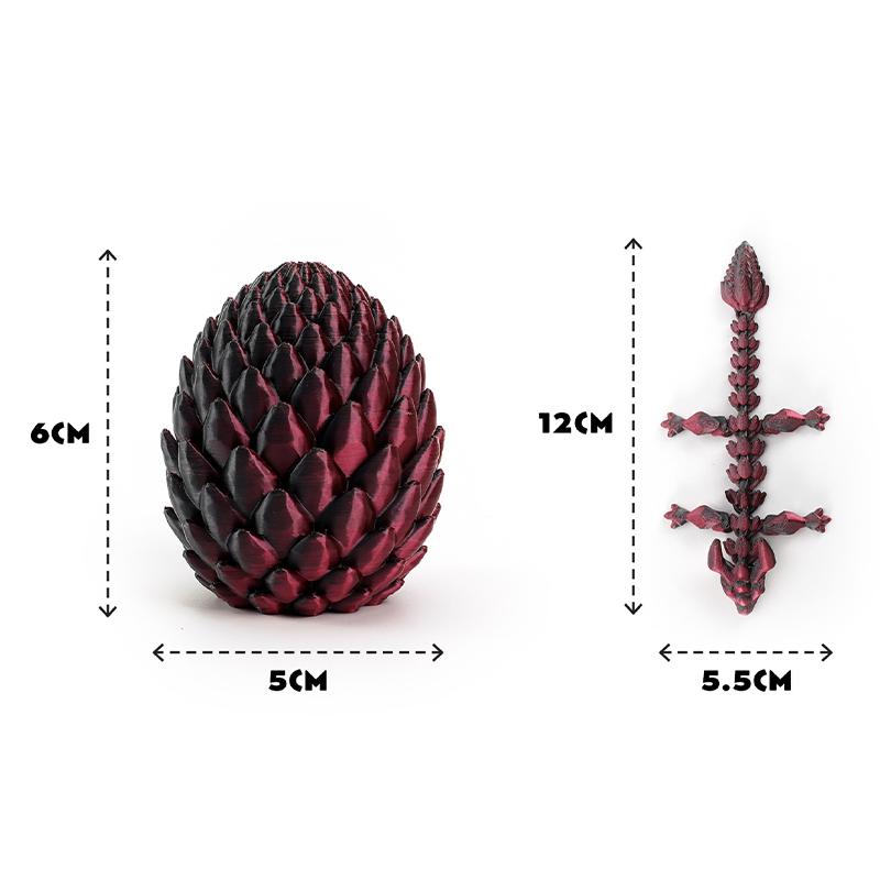 12cm 3D Printed Easter Eggs with Icy Crystal Mini Dragon Articulated Dragon Figure Easter Basket Stuffers Party Favors for Kids