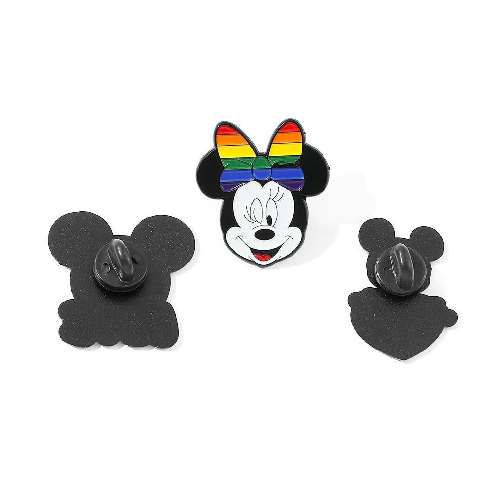 Creative Personality Rainbow Mickey Head Metal Badge Mickey Mouse Minnie Alloy Oil Drop Brooch Pin