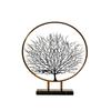 Metal Tree Figure Gold Arboreal Outline with Circular Structure Frame Minimalist
