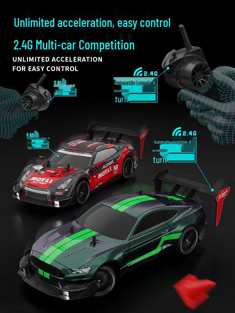 1:14 Scale RC High-Speed Drift GTR Sports Car - 4WD, Lights, Remote Controlled Racing Toy for Boys