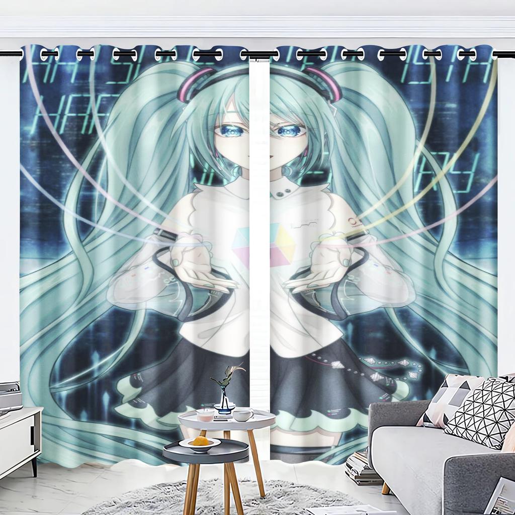 Anime Girl Curtain Digital Print Cartoon Window Animation Bedroom Fashion Style Cute Home Decoration Polyester Blackout For Master Made Of