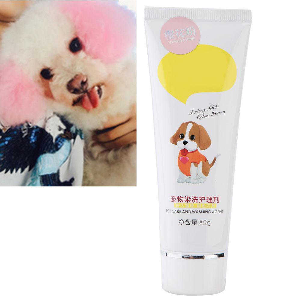 80g Pet Dog Hair Color Dye Coloring Dyeing Harmless Natural Dyeing Agent Safe(Pink)