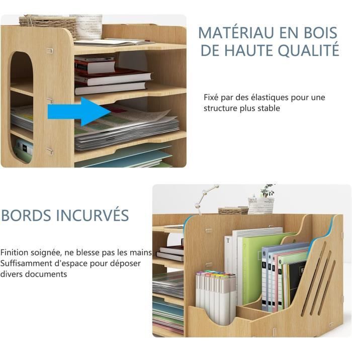 Organisateur de bureau - puncia - multifonctionnel - rangement en bois - 4 niveaux - écologique