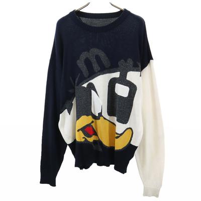 Looney Tunes Daffy Duck Long Sleeve Sweater Dark Blue Knit Men's Used