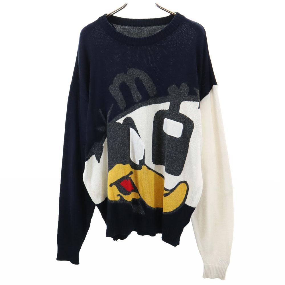 Looney Tunes Daffy Duck Long Sleeve Sweater Dark Blue Knit Men's Used