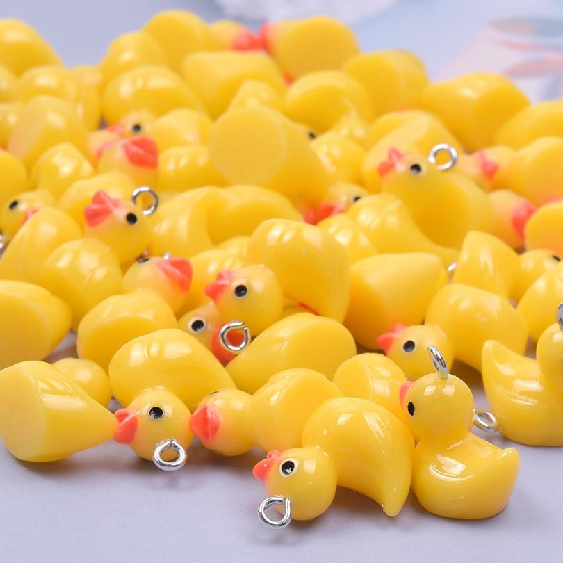 10/20/30/50pcs Kawaii Yellow Duck Charms For Jewelry Making Supplies Resin Material Wholesale DIY Keychain Earring Charm Pendant