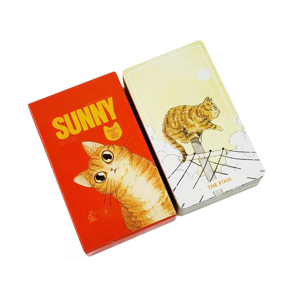Sunny Orange Cat Tarot Deck A 78PCS Cards Best Gift-giving For Cat Lover ,Great For Beginners, Meditation & Party Games