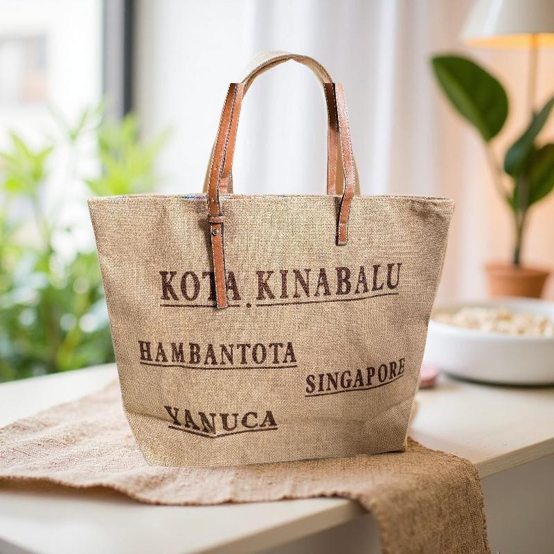 Kairui Literary Style Letter Linen Tote Bag