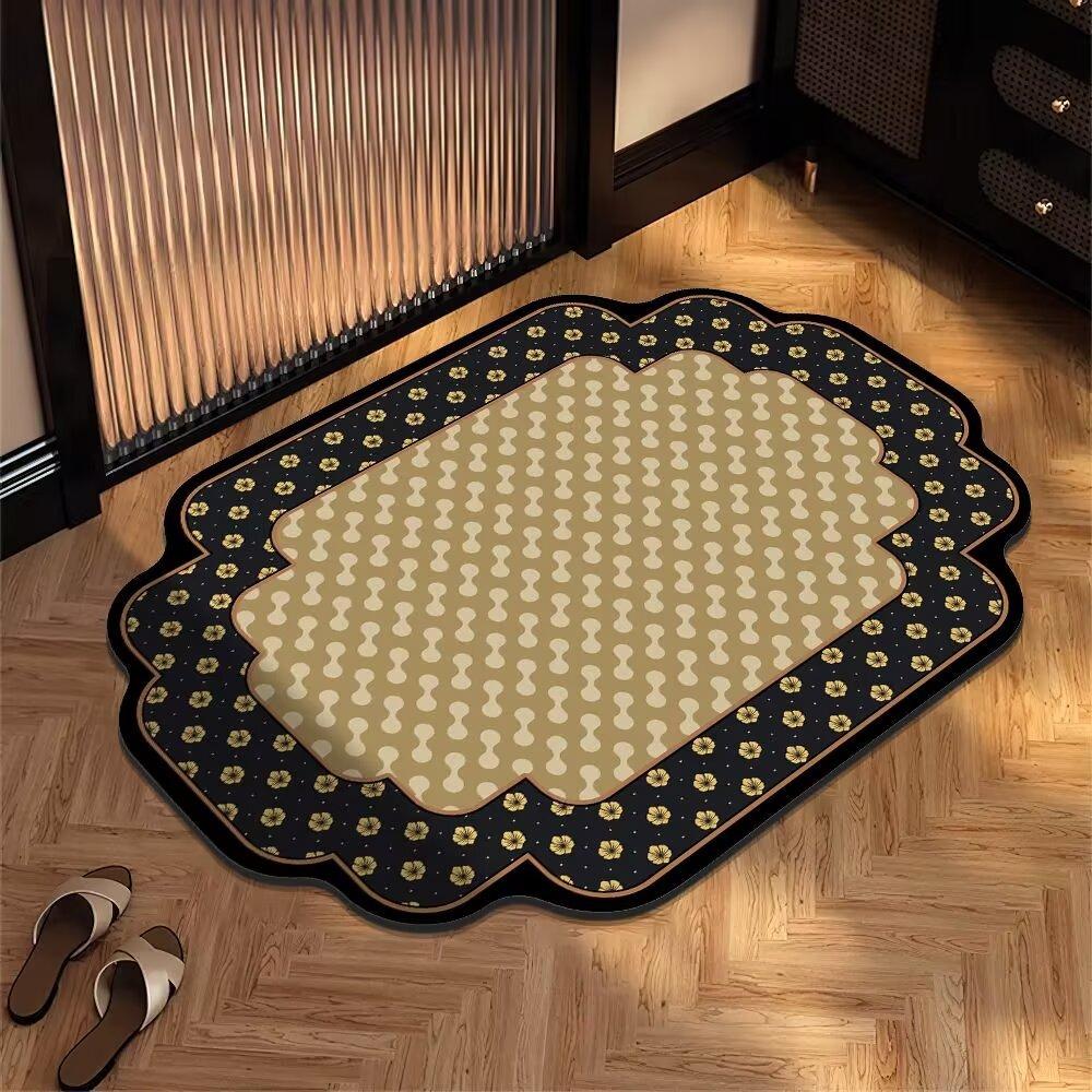 

New Chinese Classical Flower Floor Mat Diatom Mud Bathroom Floor Mat Entrance Entrance Door Mat Bathroom Absorbent Foot Mat 50 * 80Cm