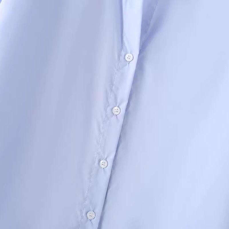 Zab Autumn New Women's Clothing Fashion Style French Style Design V Neck Poplin Long Sleeves Lapel Loose Shirt