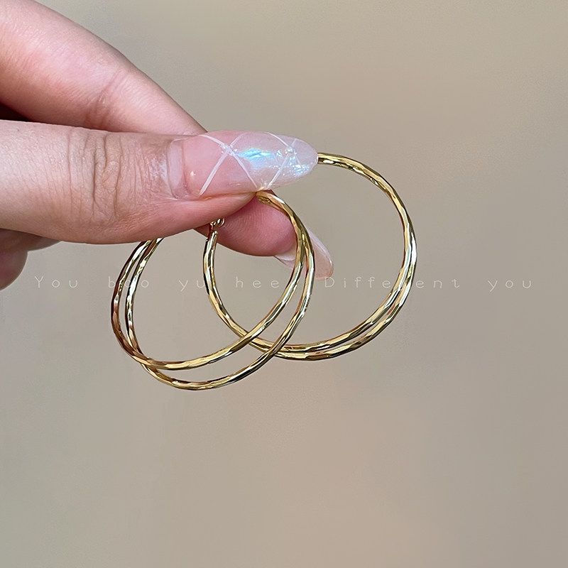 Fashion Exaggerated Double Layer Female Fancy Earrings Circle