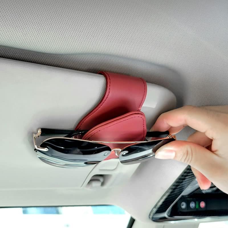 Sonnenbrillenhalter für Auto-Sonnenblende, PU-Leder Magnetischer Brillenhalter Brillenaufhänger-Clip Blendenzubehör für alle Automodelle