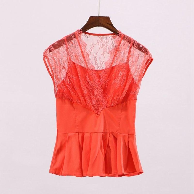 

Special Offer [Smart] Fashion Light Luxury Shangtuan Discount Women s Summer Lace Patchwork Sleeveless Shirt Tops 2i091 Watermelon red XS/160/80A