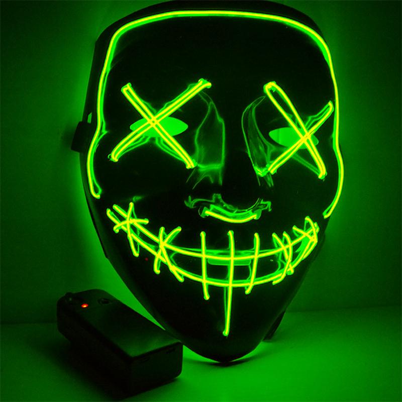 Black Ghost LED Sound-Control Mask - Luminous V Shape Halloween Prop