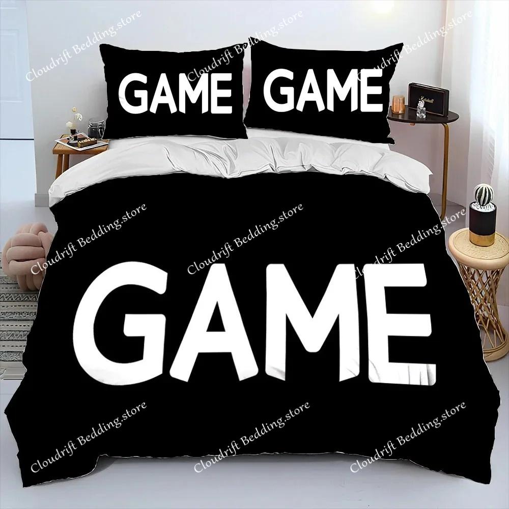 Gamer Game Over Cartoon Bettdecke Bettwäscheset, Bettbezug Bettset Steppdecke Kissenbezug, King Queen Size Bettwäscheset Erwachsene Jungen