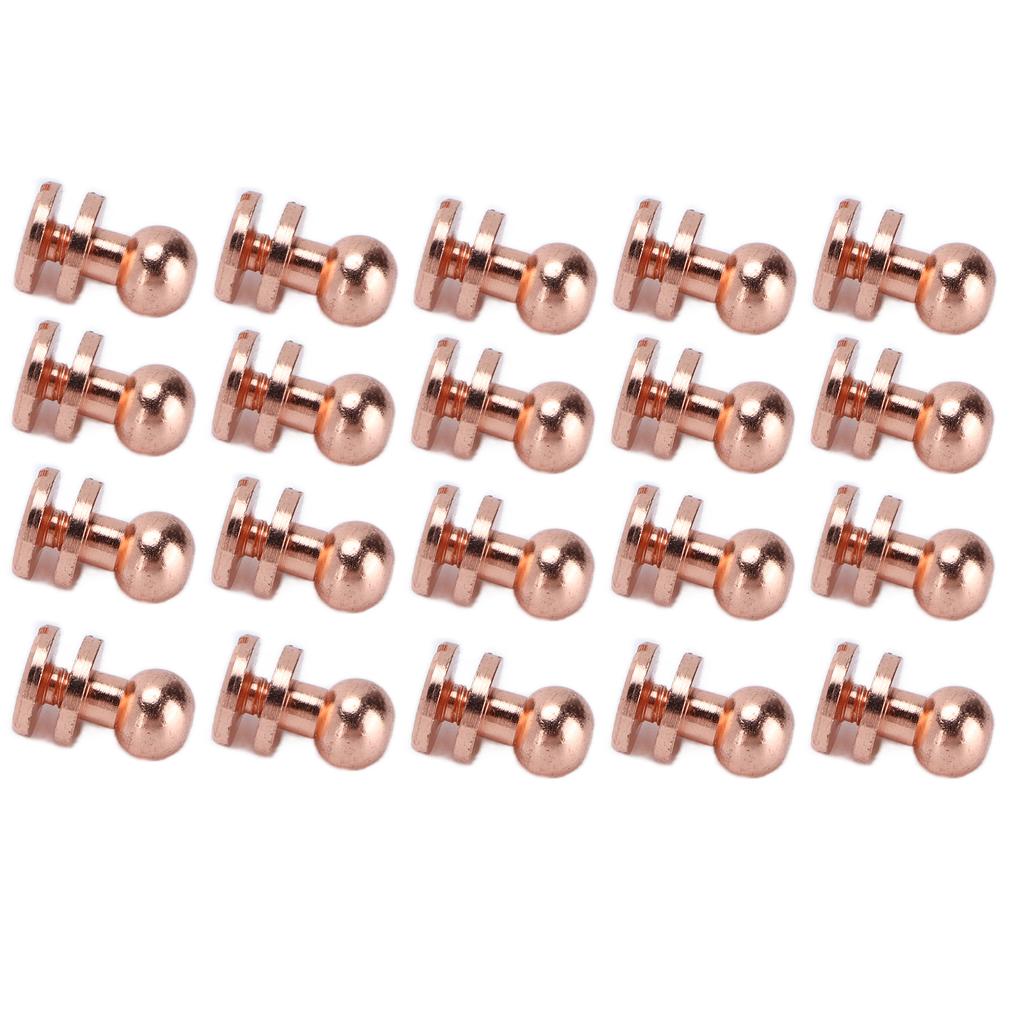 20set Brass Rivets Anti Oxidation Rose Gold Luggage Hardware Accessories for Purse Handbags ShoesLst7x6mm