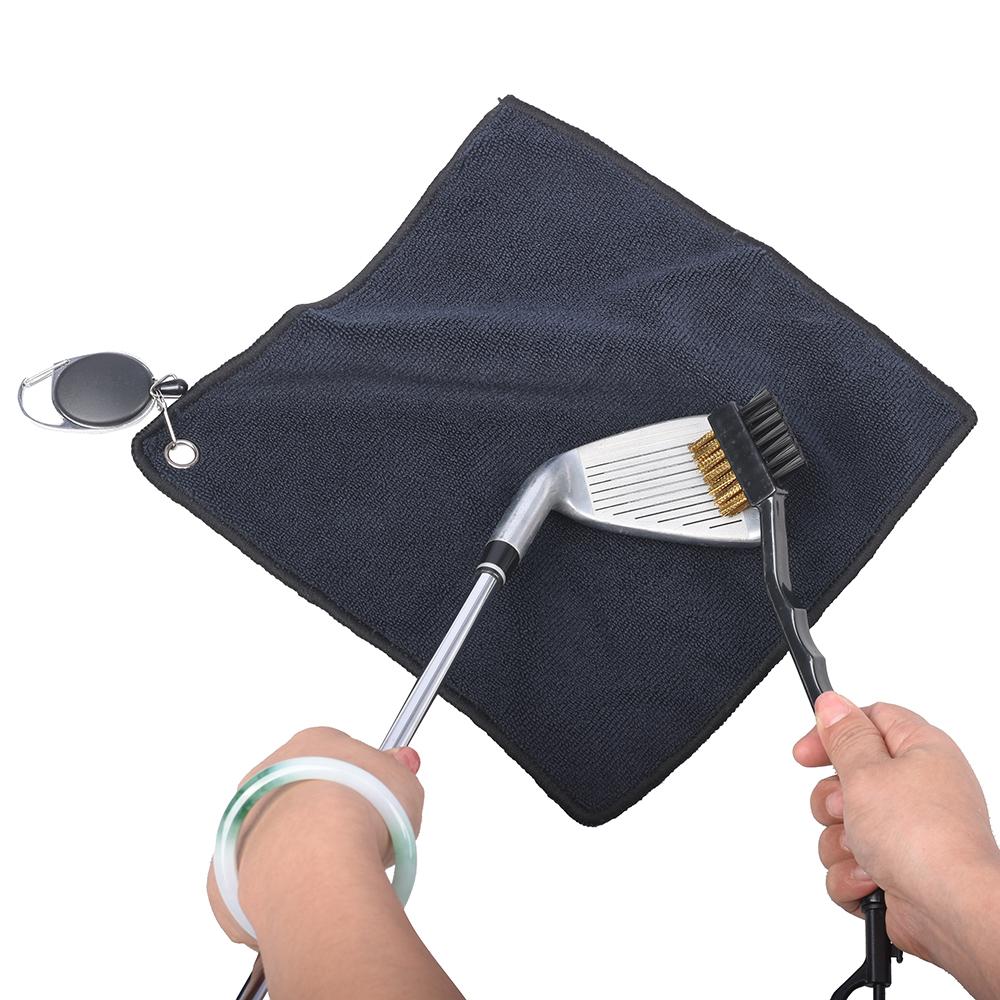 25*25CM Golf Square Towel Easy To Pull Rope Hook Double-Sided Microfiber Golf Brush Easy To Carry Very Suitable For Golfers