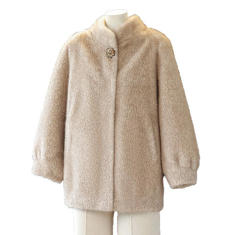 Mid-Length Fur-Lined Winter Coat for Women 50+ – Warm Mink Velvet Jacket