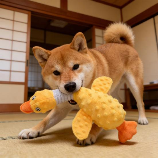 Stuffed Duck Dog Toy for Aggressive Chewers Soft Plush Duck Toy with Squeaker Crinkle Paper Puppy Chew Toy for Interactive Play And Boredom Relief