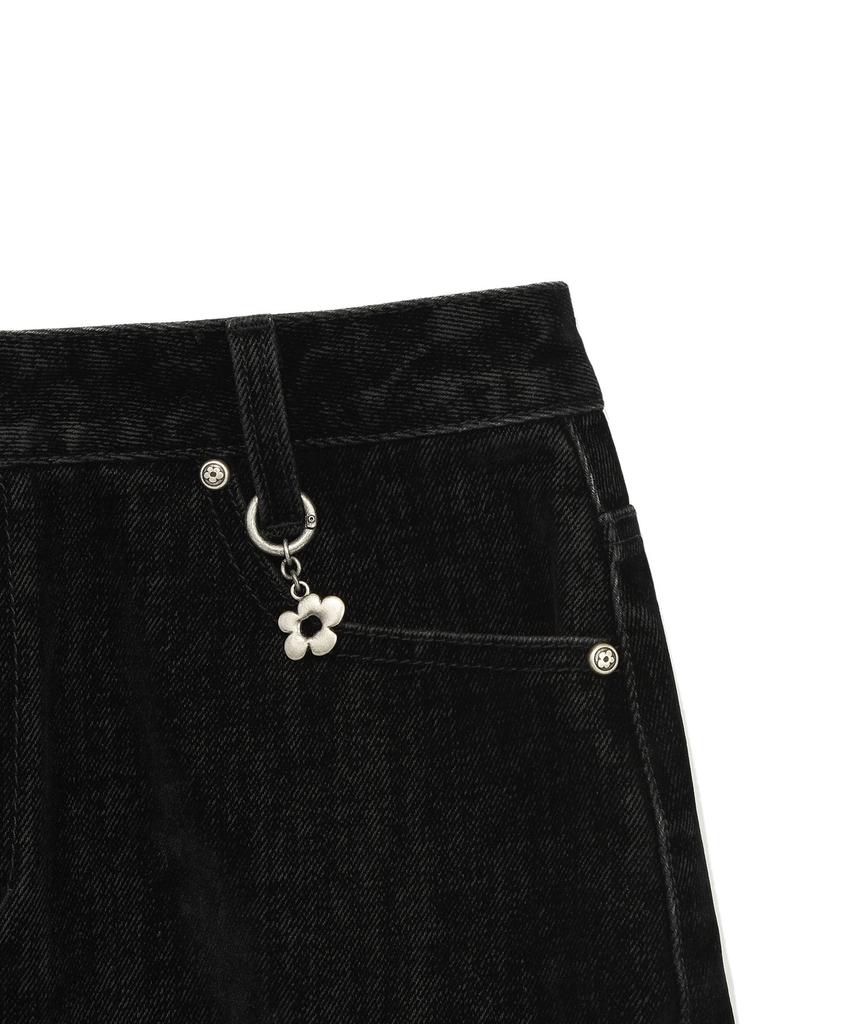 Wacky Willy Women'S Velvet Denim Cargo Mini Skirt Black