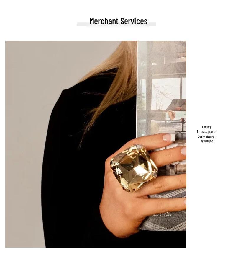 Exaggerated Colorful Square Sugar Cube Ring - Unique Jewelry Design for Women