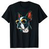 Papa Maman Chien Cool Lunettes de Soleil Boston Terrier T-shirts Été Coton Streetwear Manches Courtes Cadeaux d'Anniversaire T-shirt Homme