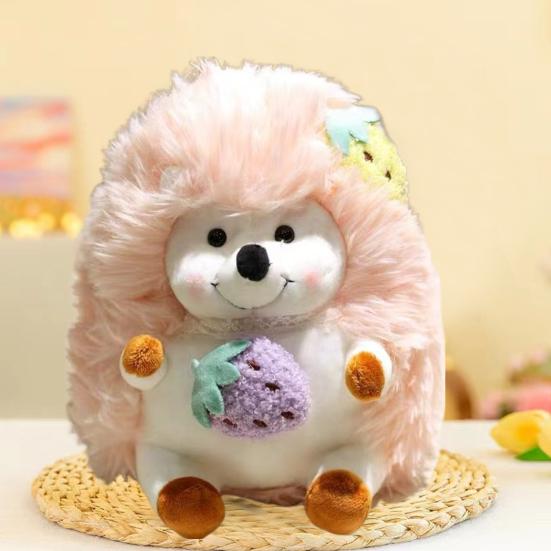 Yousheng Fruit Hedgehog Plush Toy Strawberry Pineapple Animal Plushie Stuffed Doll Pillow Home Office Bedroom Sofa Couch Decoration Kids Adults