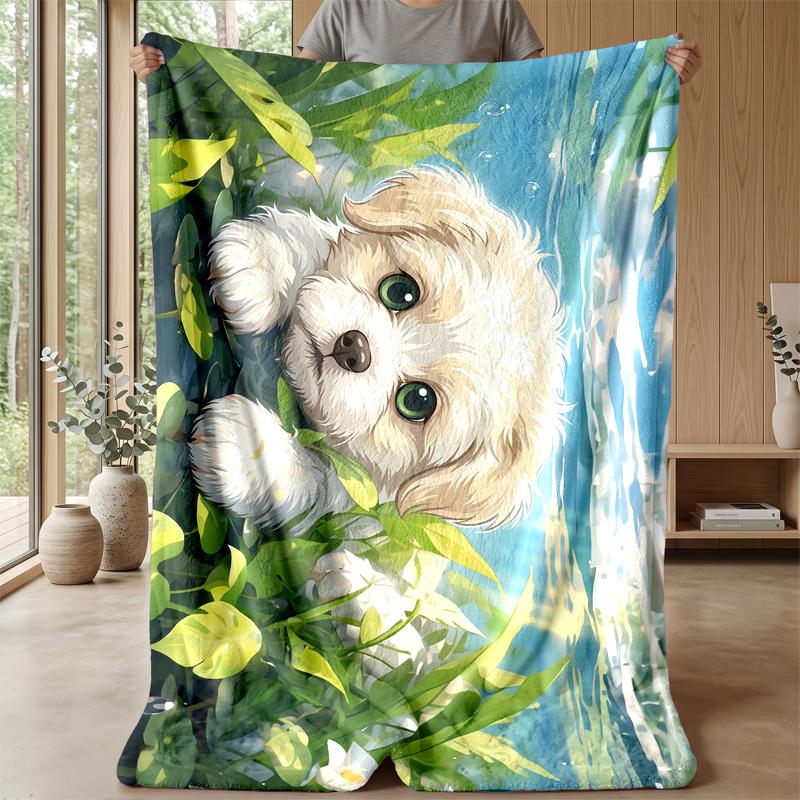 Puppy and Kitten Parade 1 Theme Blanket Lightweight Warm Flannel Blanket Decorative Throw Blanket for Home Decoration