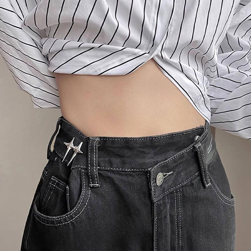 Temperament Four Pointed Star Waist Tightening Tool Adjustable Waist Buckle Able Jeans Fixed Waist Buckle