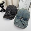 Women'S Korean Style Sweet Bow Tie Denim Baseball Cap Spring/Summer Duckbill Sun Cap Fashion Accessory