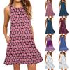 Women's Fashion Beach Dress Sleeveless Round Neck Floral Print Dress