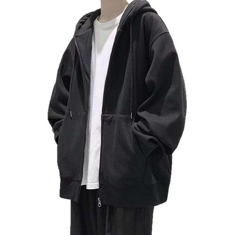 Men's Retro Stand Collar Zipper Cardigan Hoodie - American Style, Spring/Autumn, High-End, Wear-Resistant Jacket