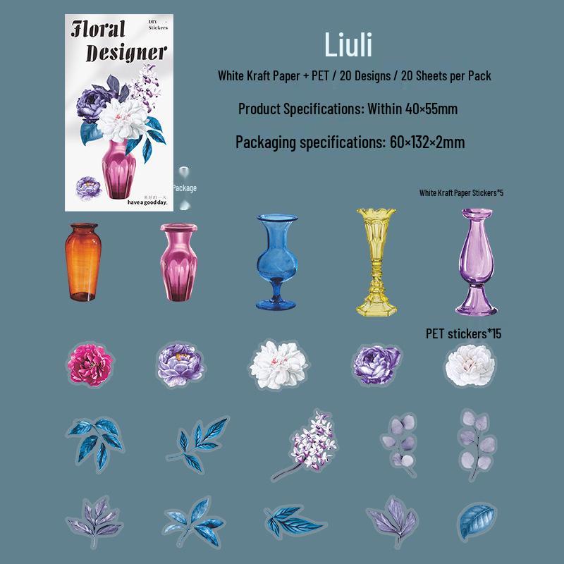 Beautiful Day Retro Flower Arrangement Stickers for DIY Florist Journal Collage