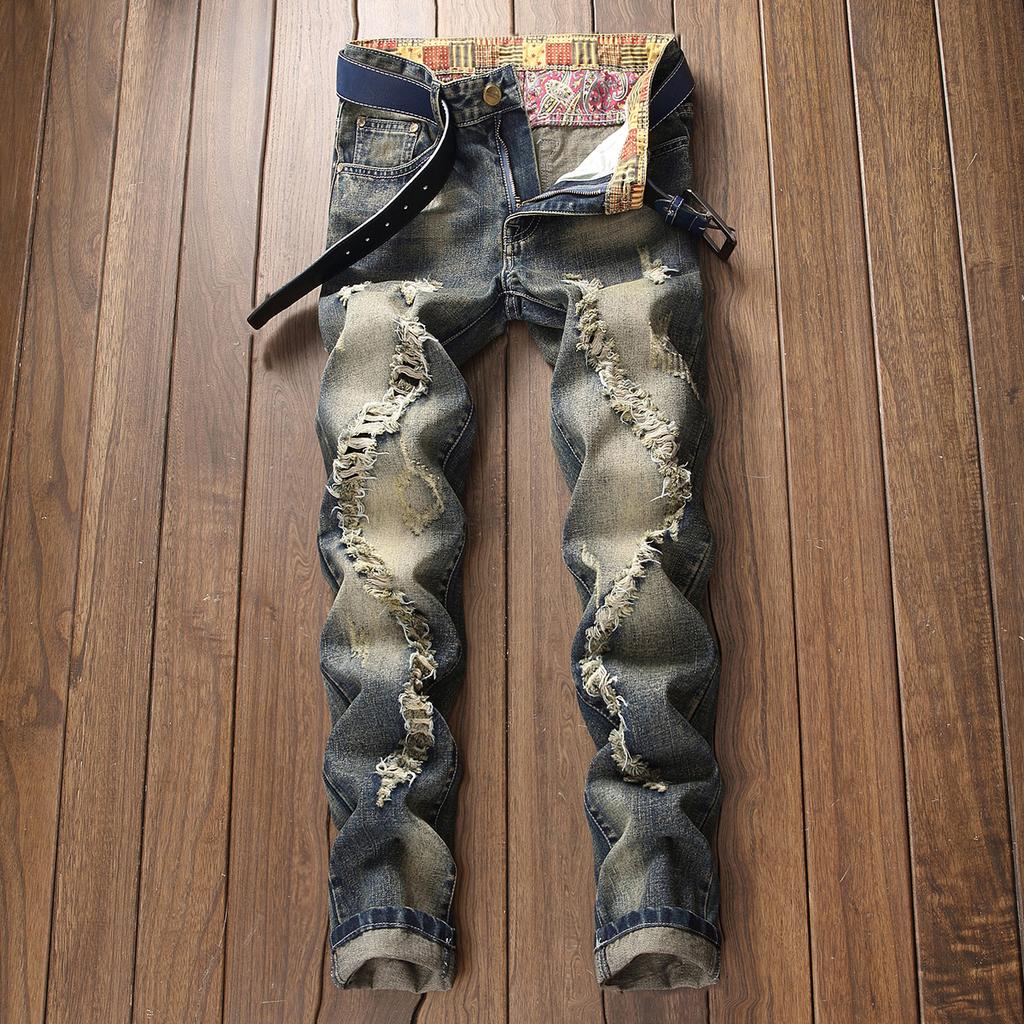 2024 Nuovi Jeans Larghi Nostalgici Moda Lavati Gioventù High Street Piercing Trendy Marca Pantaloni Denim