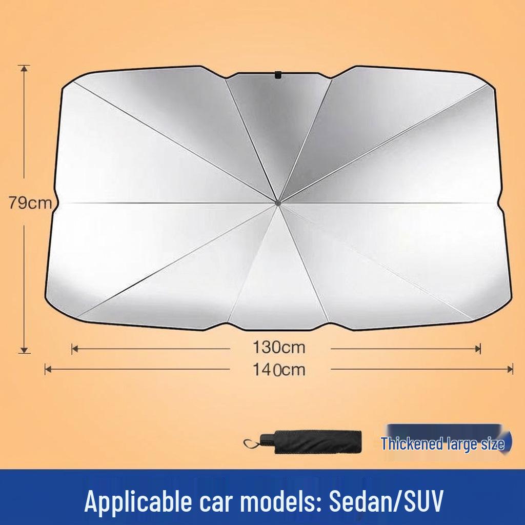 Silver Titanium Foldable Car Sunshade: Heat Insulation & UV Protection