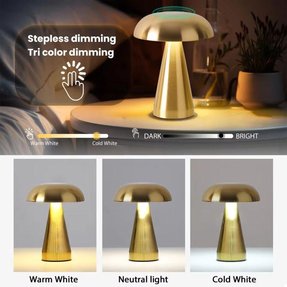 Rechargeable LED Table Lamp Touch Sensor Mushroom Lamp Retro Bar Table Lamp  Coffee Shop