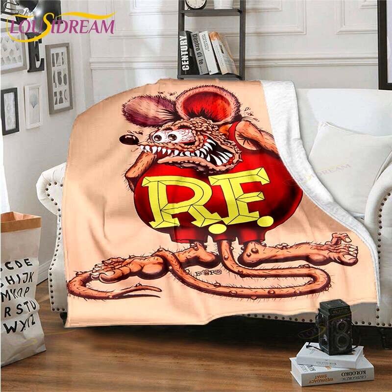 Rat Fink Blanket Throw Blanket Couch Quilt Cover Travel Bedding Throw Blanket Flannel Blanket Bedspread Blankets for Beds