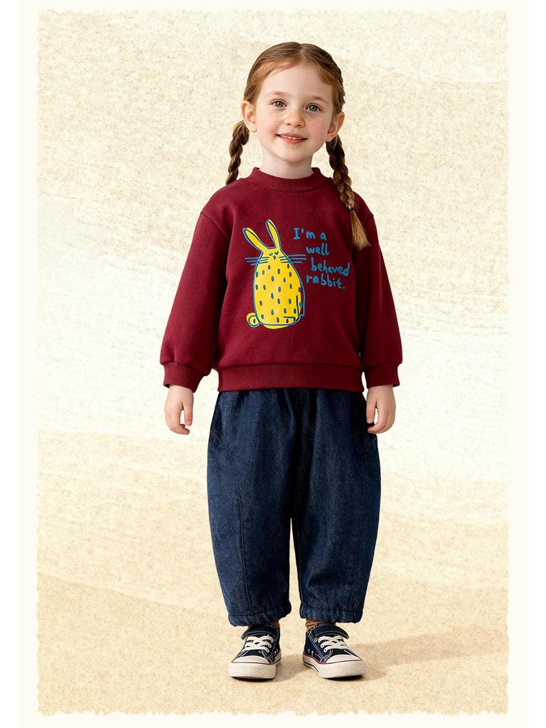 Tongbei Kids' 2025 Winter Fleece-Lined Jeans - Warm, Versatile, Fashionable for Boys & Girls.