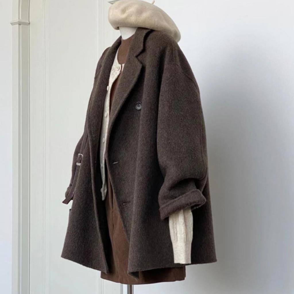 Suit Woolen Coat Women's Short Winter New Woolen Jacket Winter Button Up Blazer