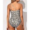 New Solid Color Splicing Tight Body Halter Pleated Shoulder Sexy One-piece Swimsuit Women